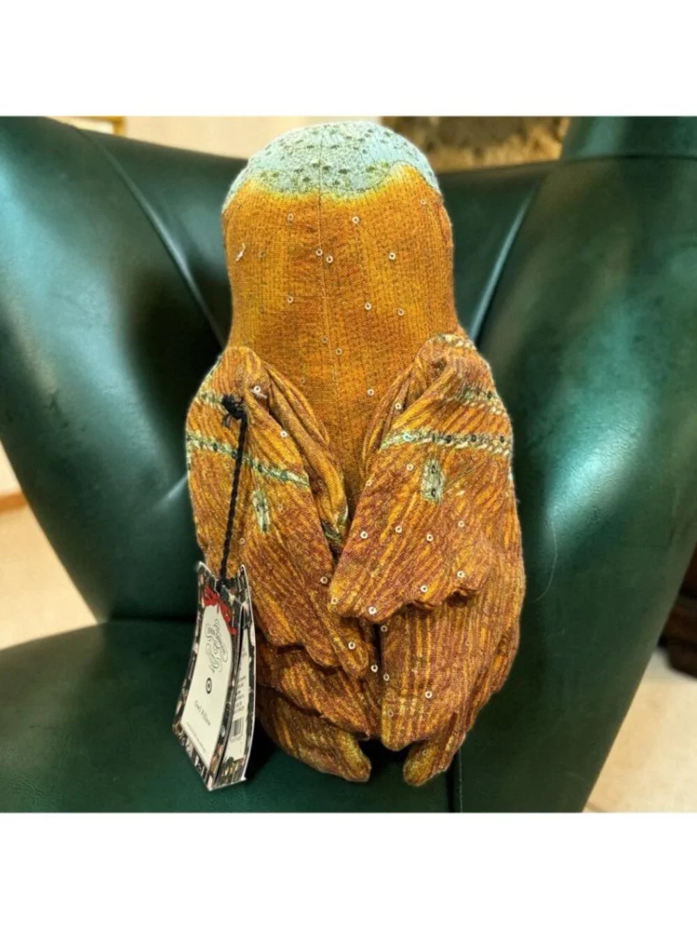 John Derian Target Barn Owl Plush Pillow Sequin Beaded Decor NWT 13